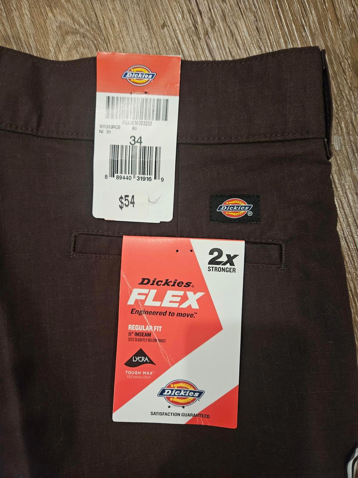 Nwt Dickies Flex Fit Brown Cargo Shorts for Men 34