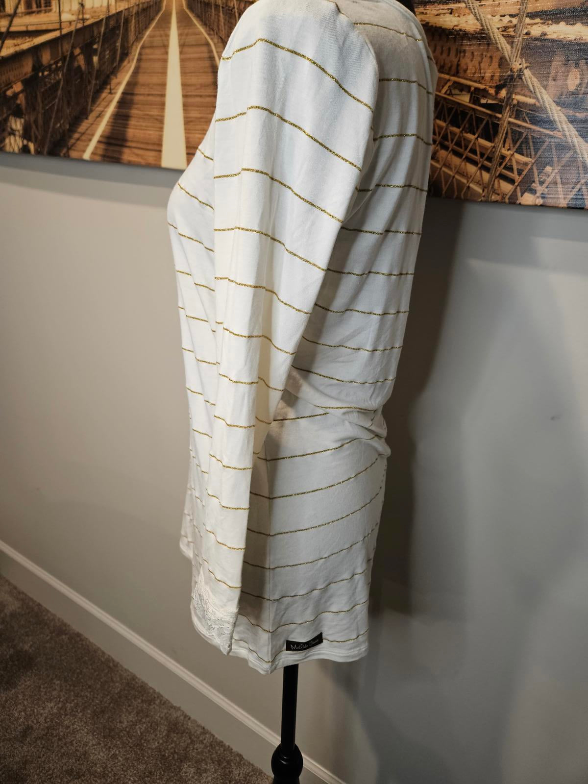 Matilda Jane Gold Striped Long Sleeve Top w/ Lace Trim #361