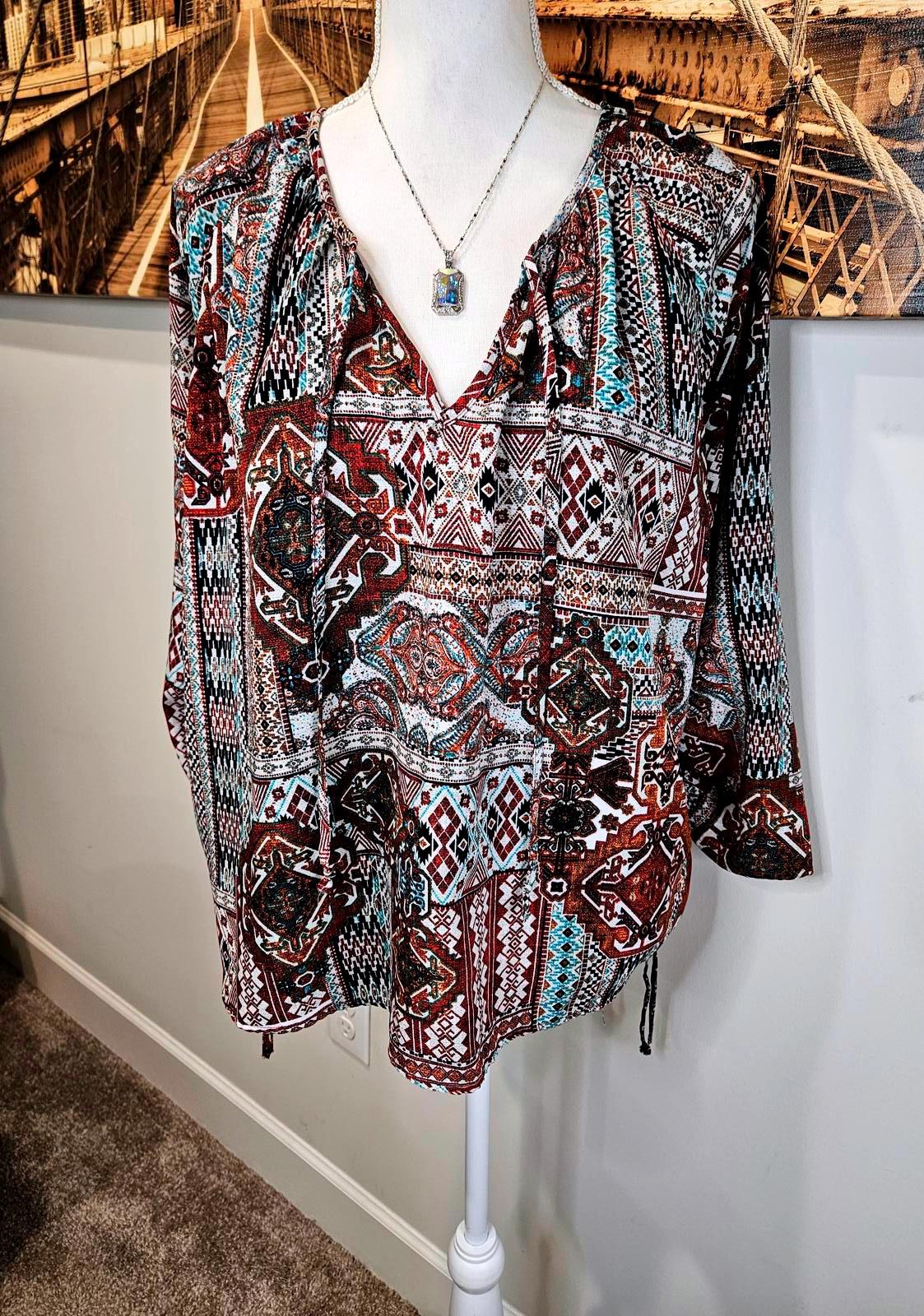 Miss Me Overized Bohemian Patterned Blouse - Vintage Style 1072