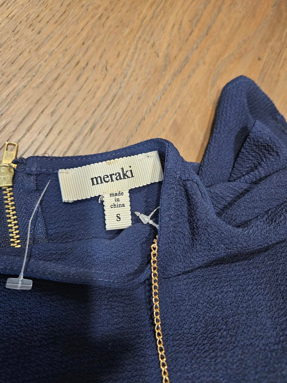 Nwot Meraki Chic Navy Ruffle Sleeve Top #766