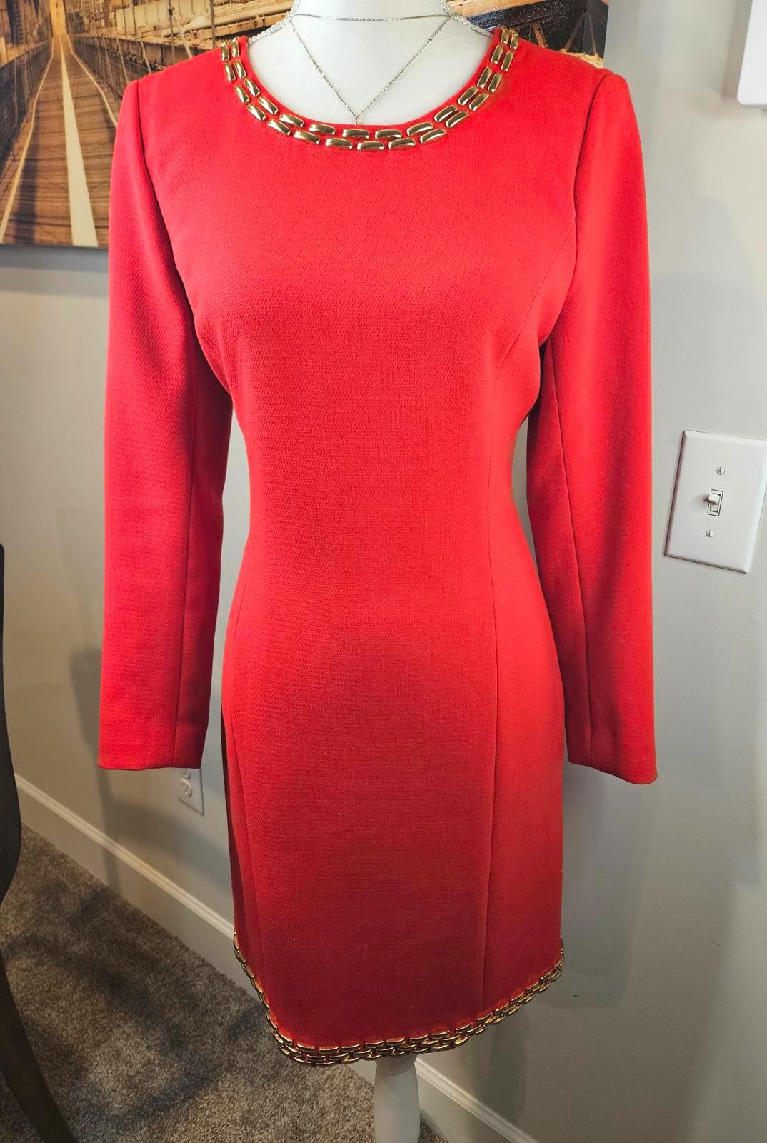 Michael Kors Long Sleeve Dress with Gold Accents #H73