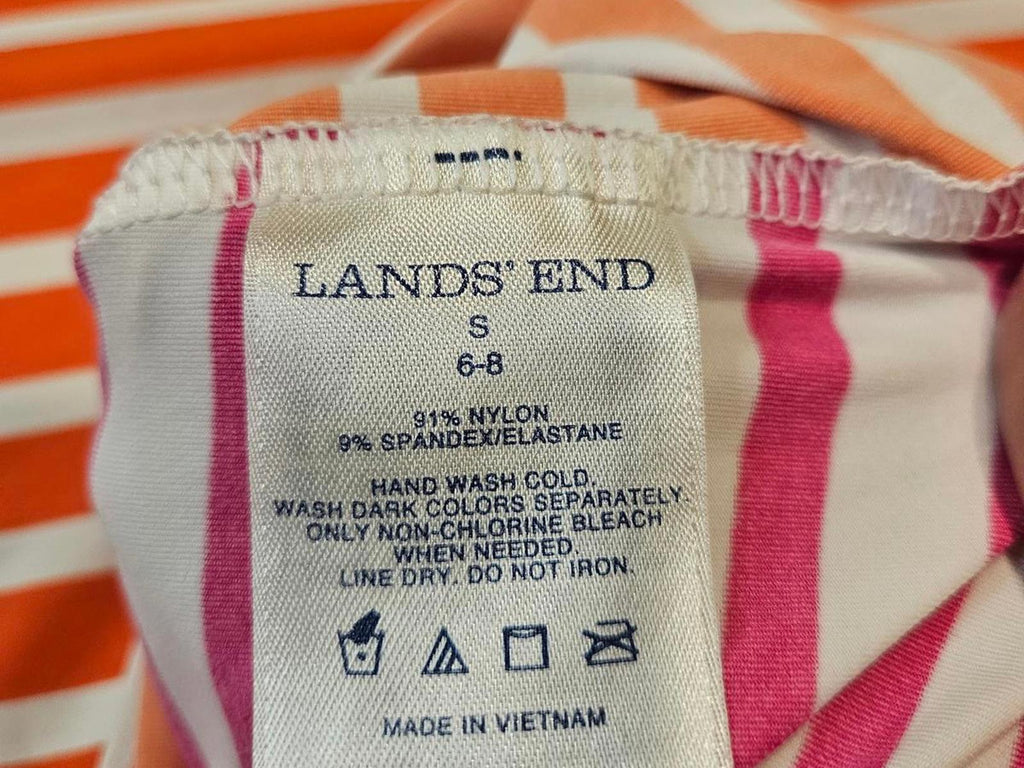 Lands' End Activewear Striped Long Sleeve Shirt Size S 6-8