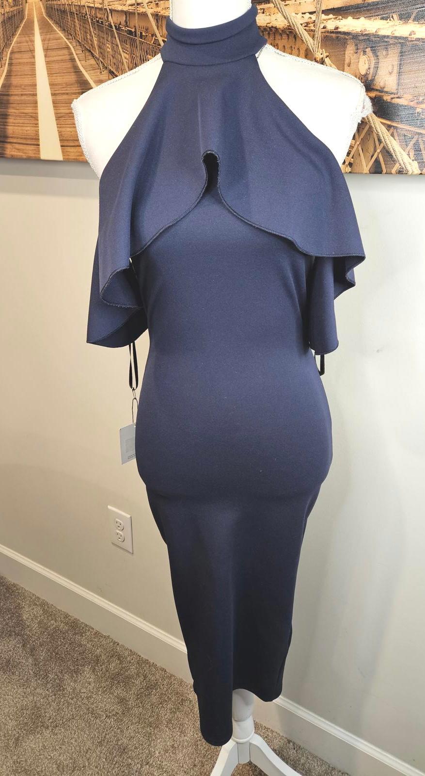 Missguided Navy Blue Cold Shoulder Dress 1165