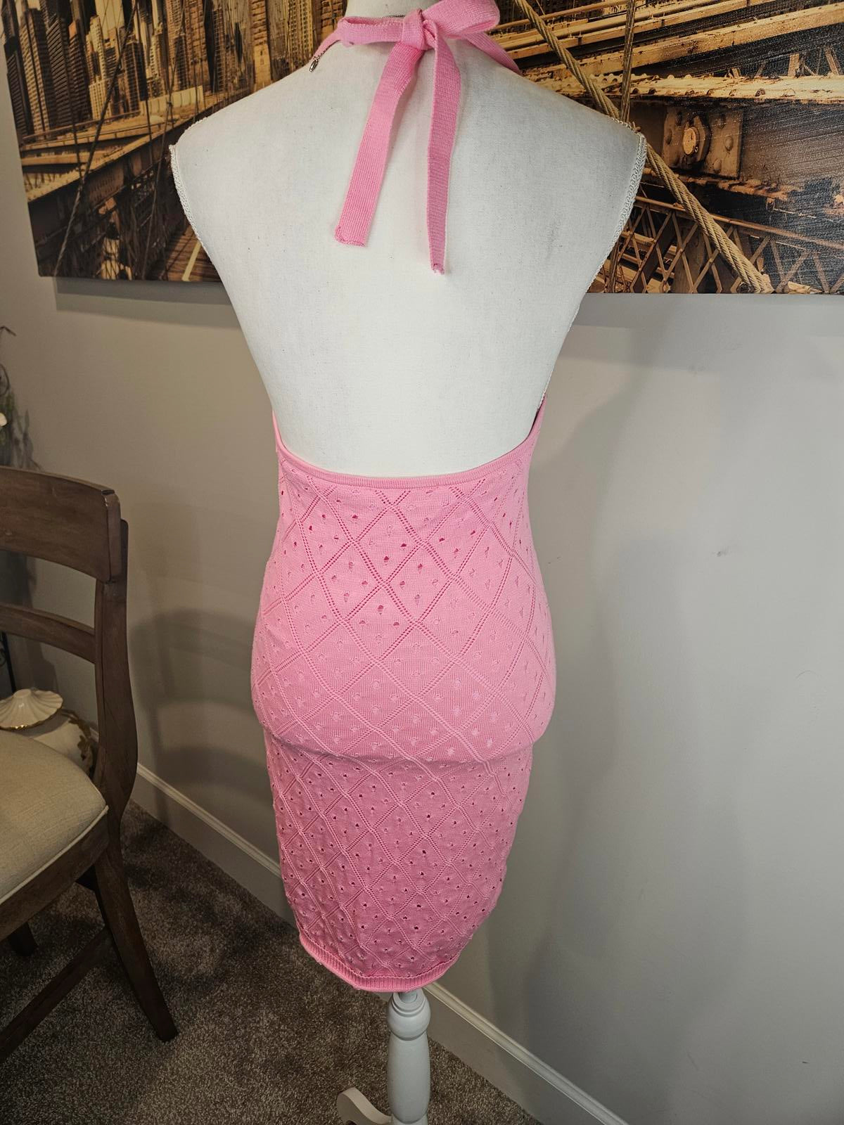 MinkPink Halter Dress with Diamond Pattern #669