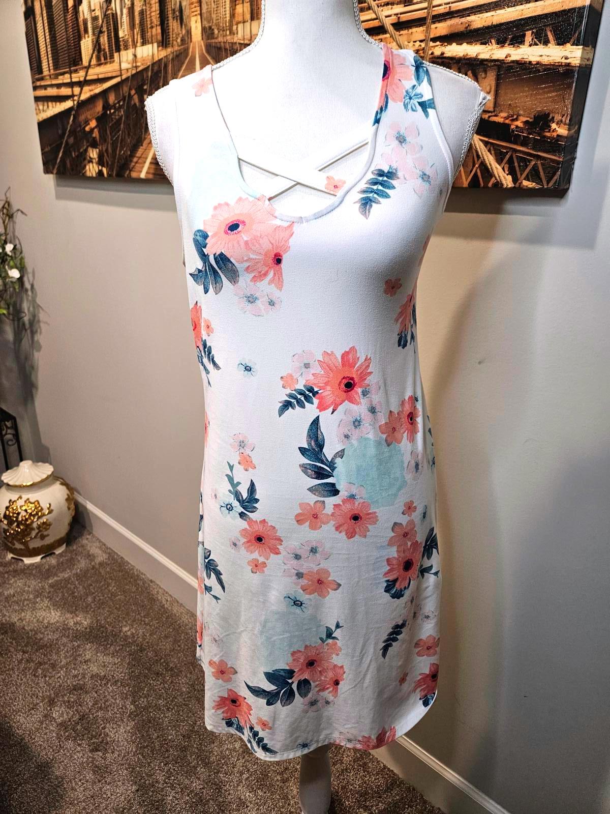 Mudd Floral Print Sleeveless Dress with Crisscross #73