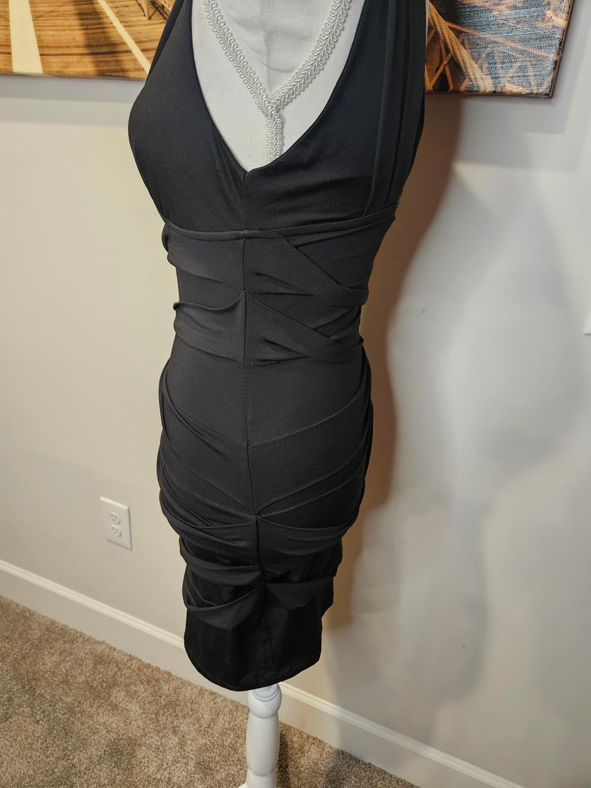 Nikibiki Black Ruched Bodycon Bandage Dress #H141