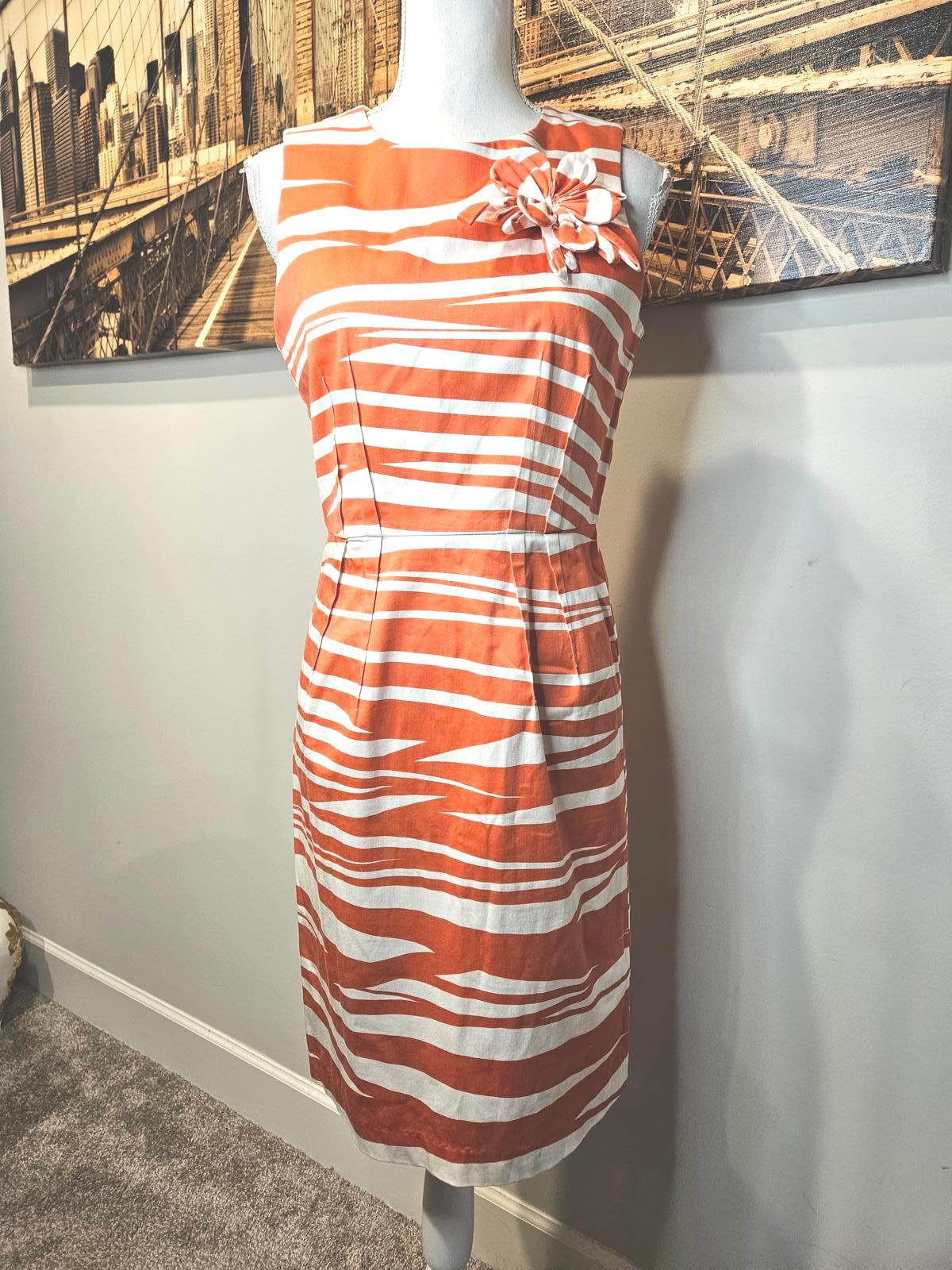 New Directions Orange and White Striped Women's Dress Size 6
