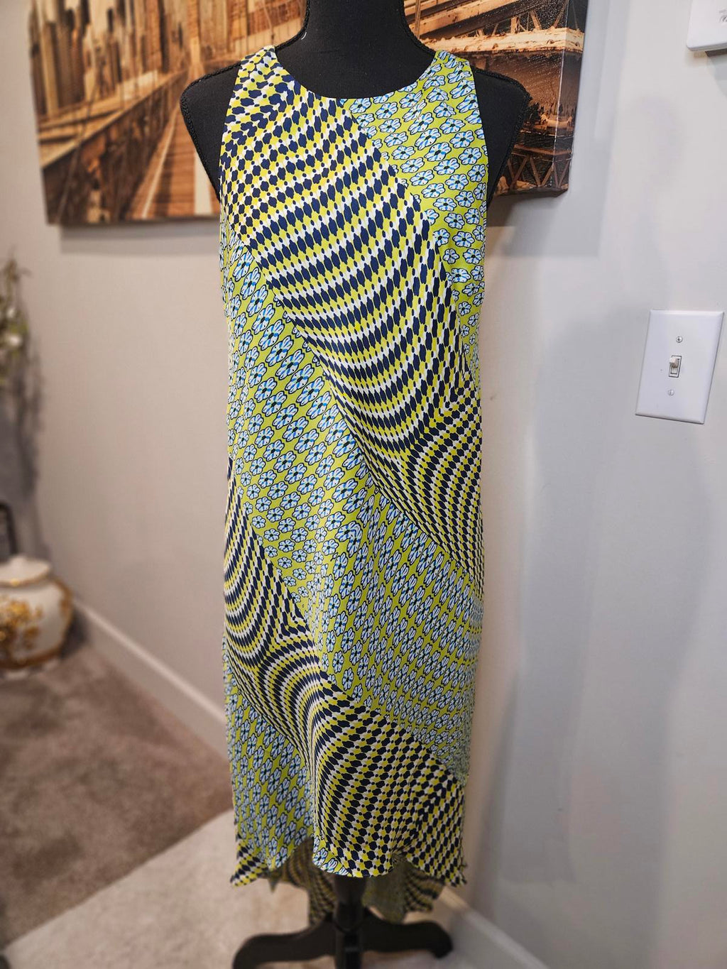 Laundry By Segal Stylish Geometric Print Hi-Low Dress #246