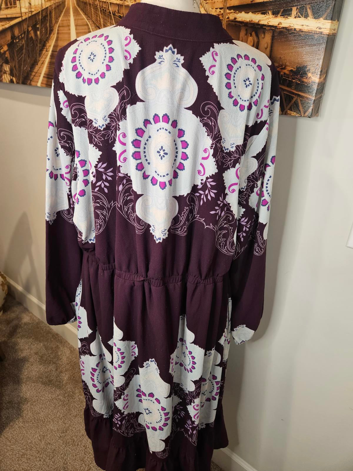 Lane Bryand Girl With Curves Abstract Print Burgandy Dress 705
