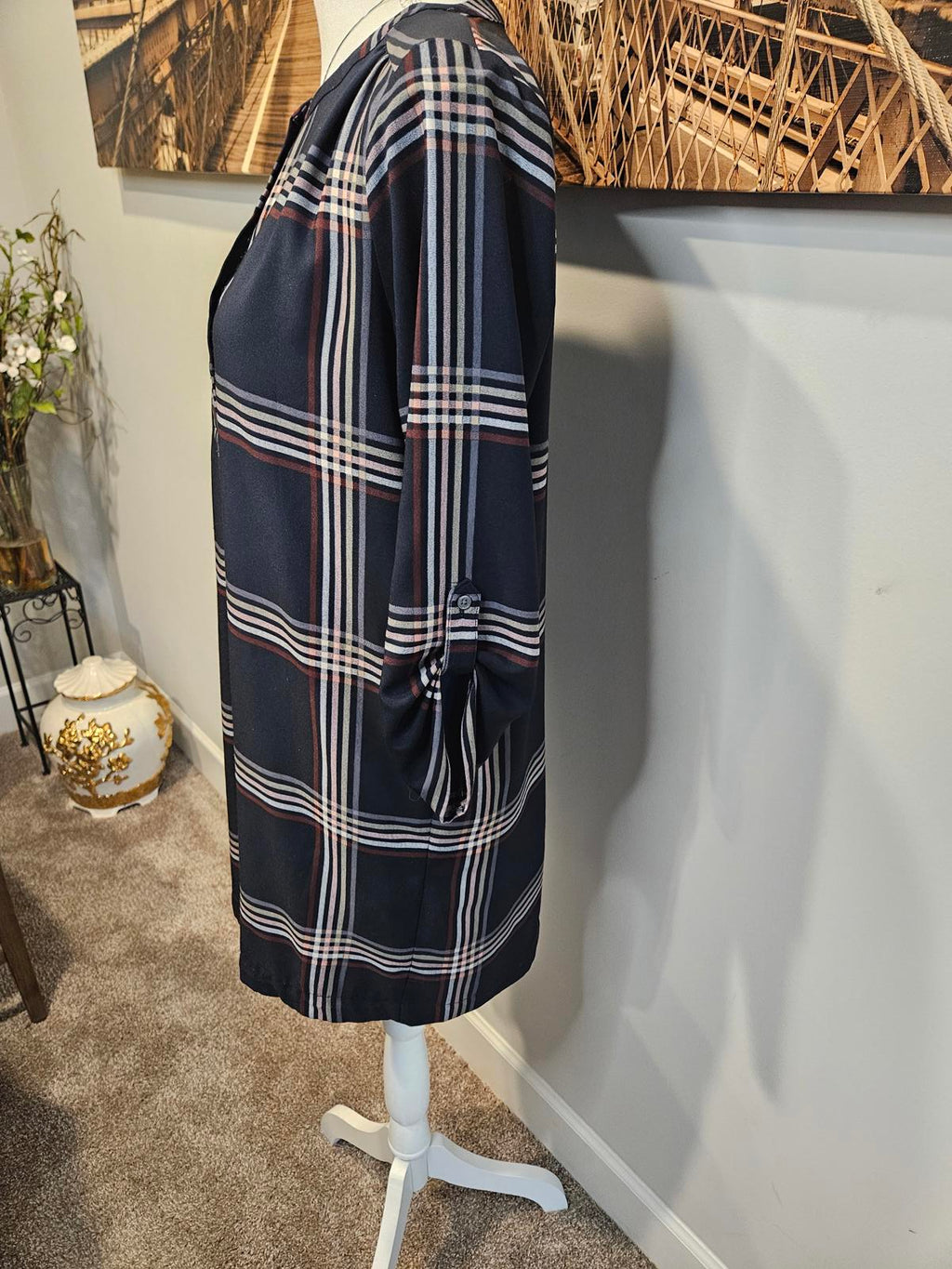 LOFT Stylish Plaid Tunic Dress #16