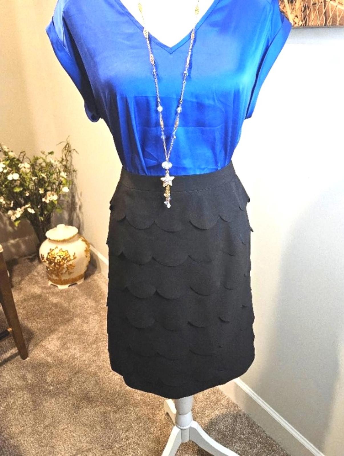 New Directions Black Scallop Hem Skirt