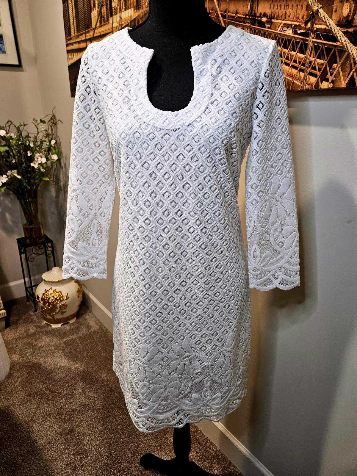 Lilly Pulitzer White Lace Dress with 3/4 Sleeves  #67