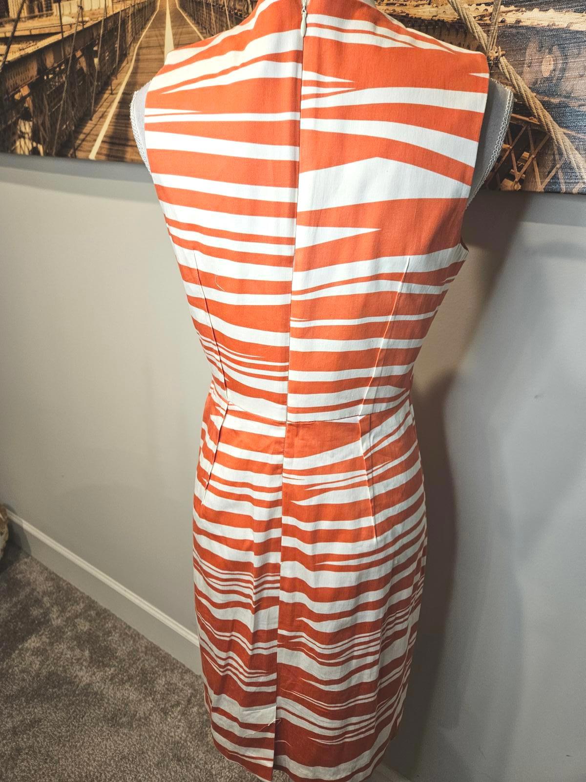 New Directions Orange and White Striped Women's Dress Size 6