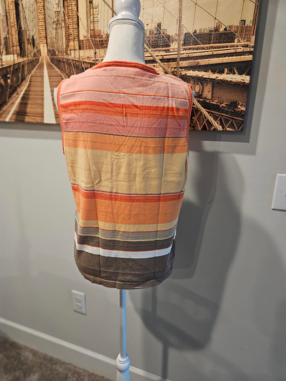 Liz Claiborne Vibrant Striped Sleeveless Knit Top  #525