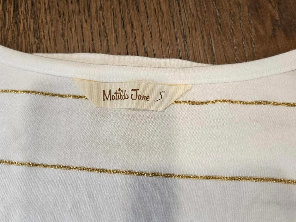 Matilda Jane Gold Striped Long Sleeve Top w/ Lace Trim #361