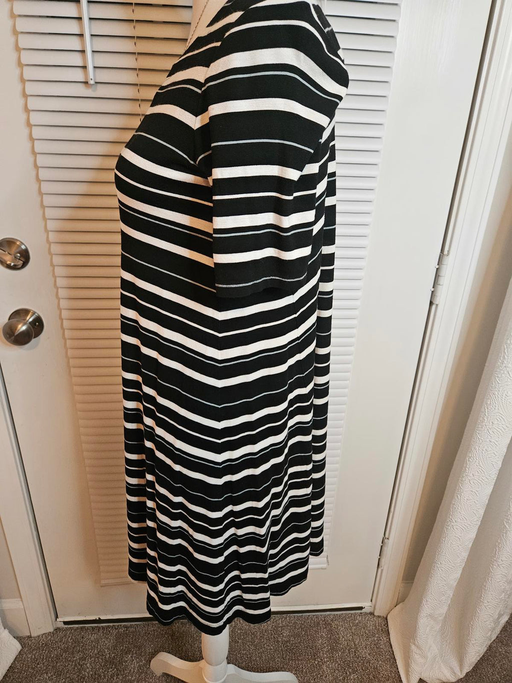 Loft Striped Dress - Black & White with Gray Pinstripe #H42