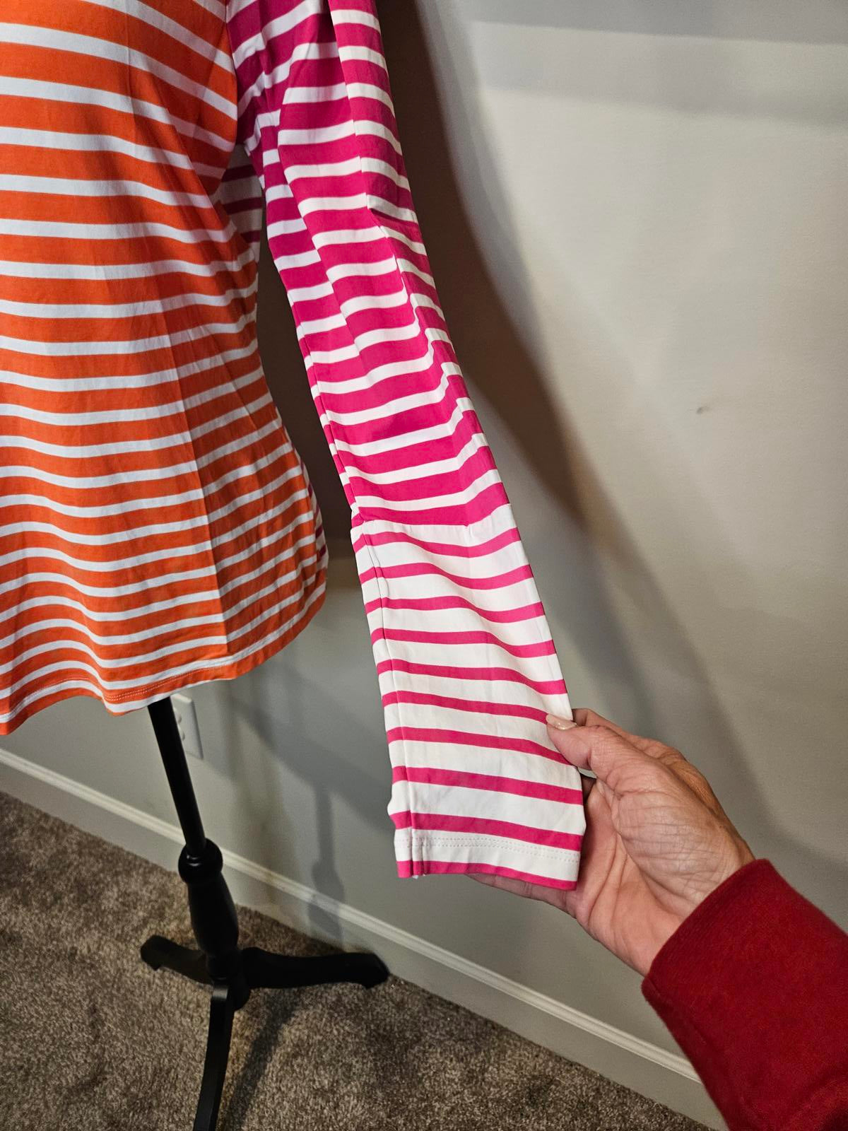 Lands' End Activewear Striped Long Sleeve Shirt Size S 6-8