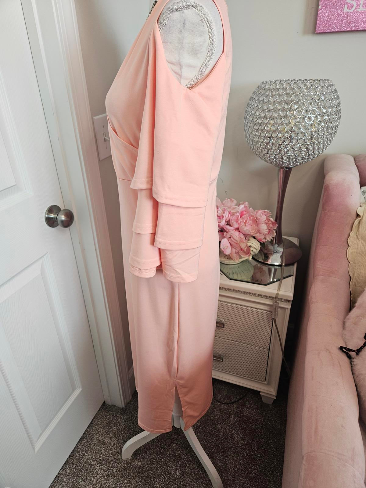 Metamorphosis Girl Wrap Dress with Flounce Sleeves H107