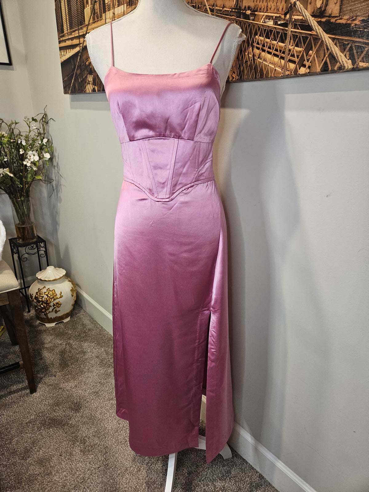 New Jason Wu Elegant Purple Satin Midi Dress 817