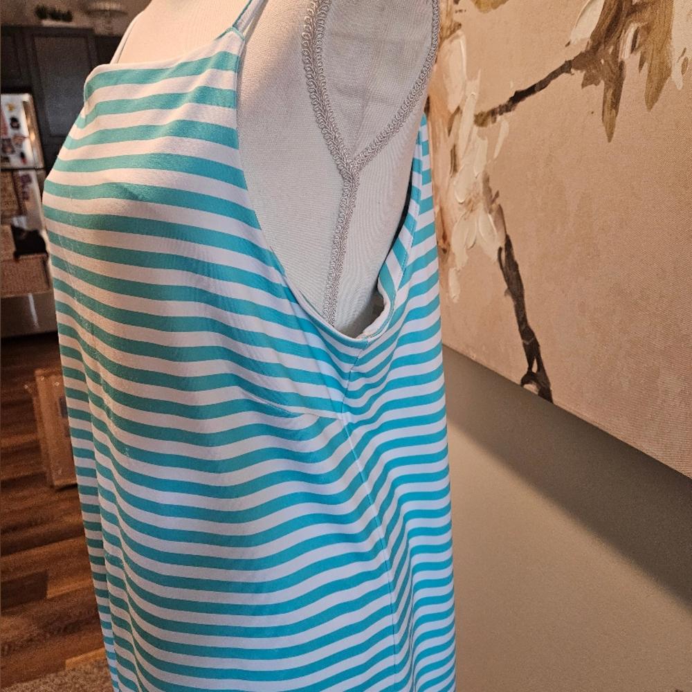 Melly M Striped Sleeveless Aqua Tank Dress #204