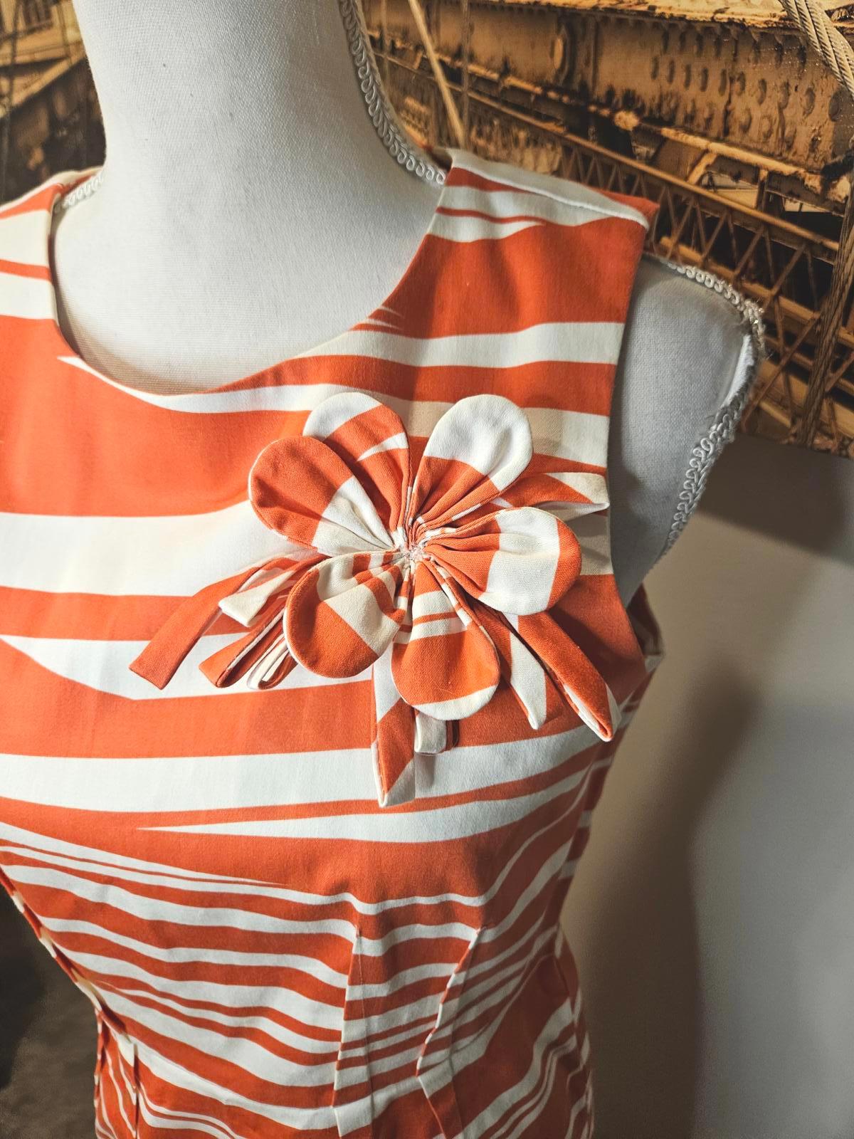 New Directions Orange and White Striped Women's Dress Size 6