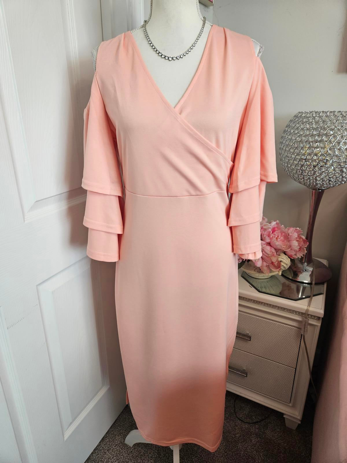 Metamorphosis Girl Wrap Dress with Flounce Sleeves H107