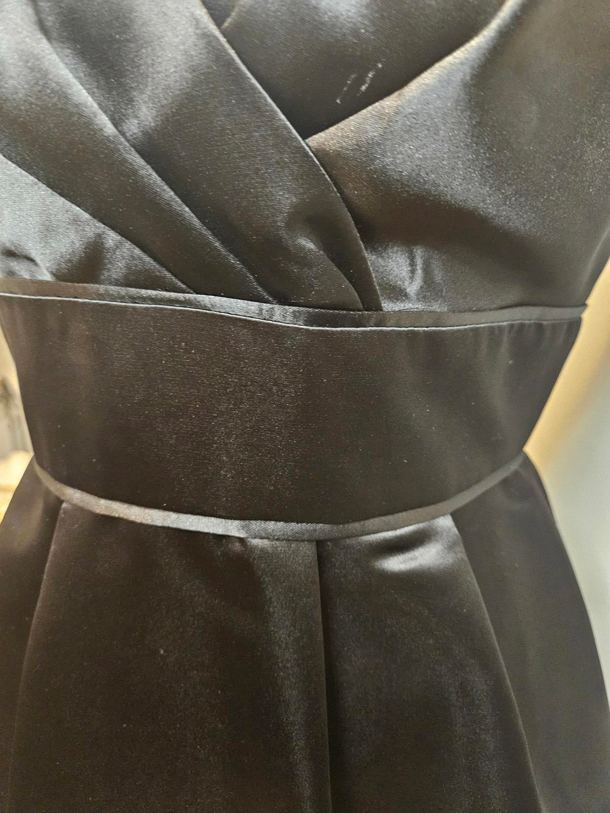 maxandcleo Elegant Black Satin Dress  #H48