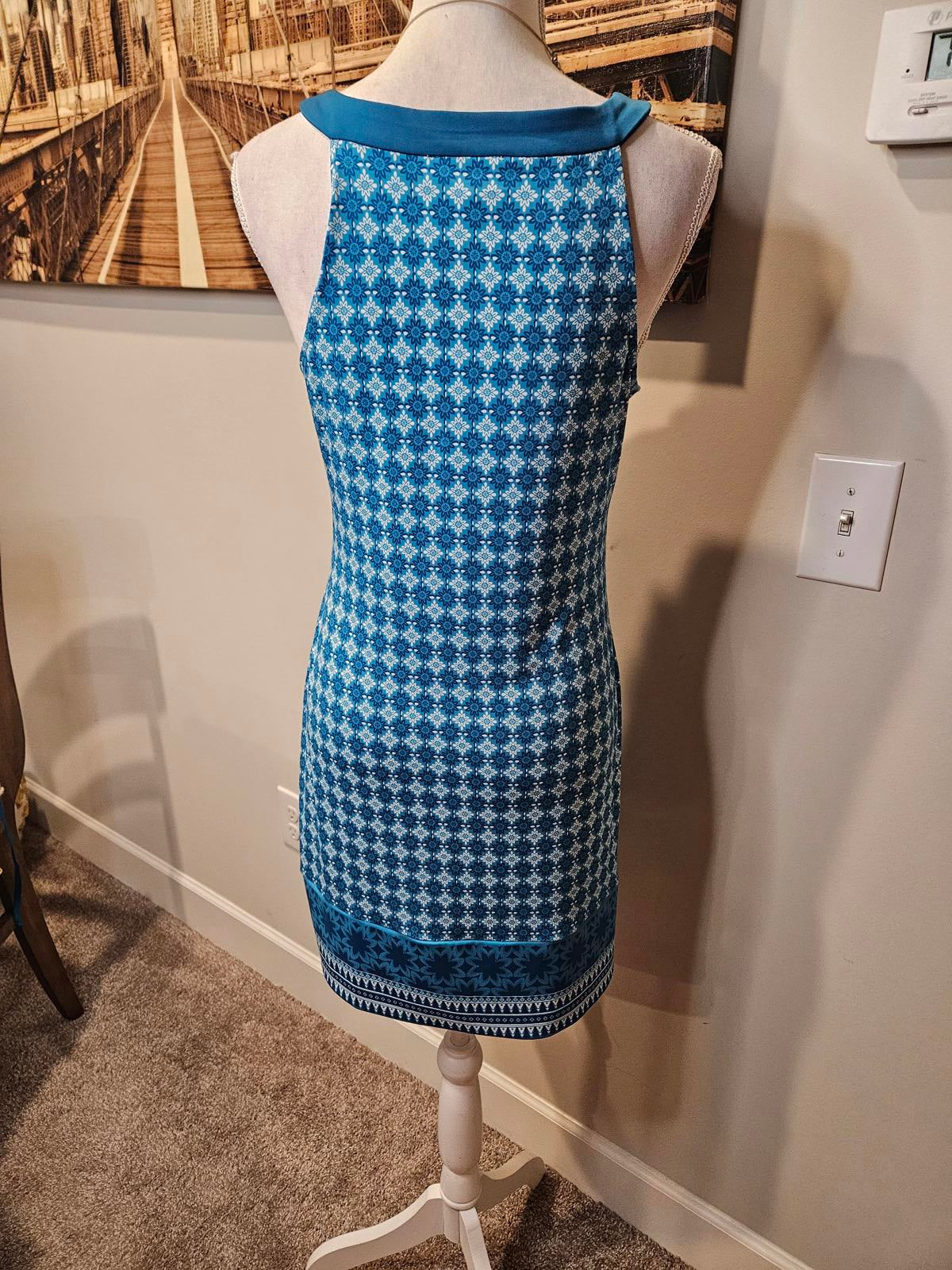 Magnolia Grace Stylish Blue Patterned Summer Dress #234