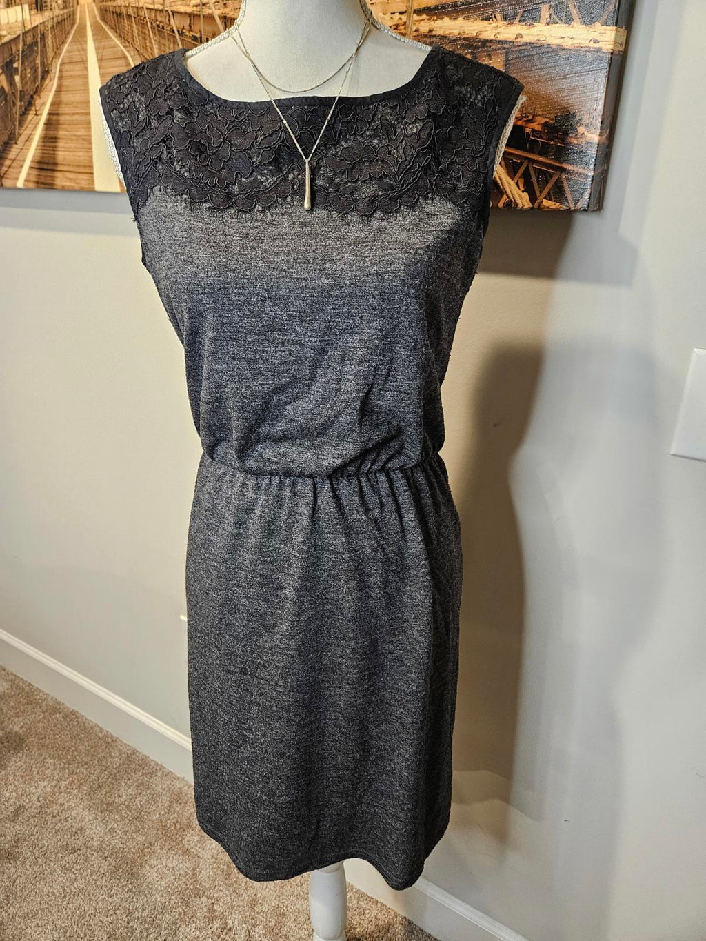 LOFT Sleeveless Lace-Accented Dress #505