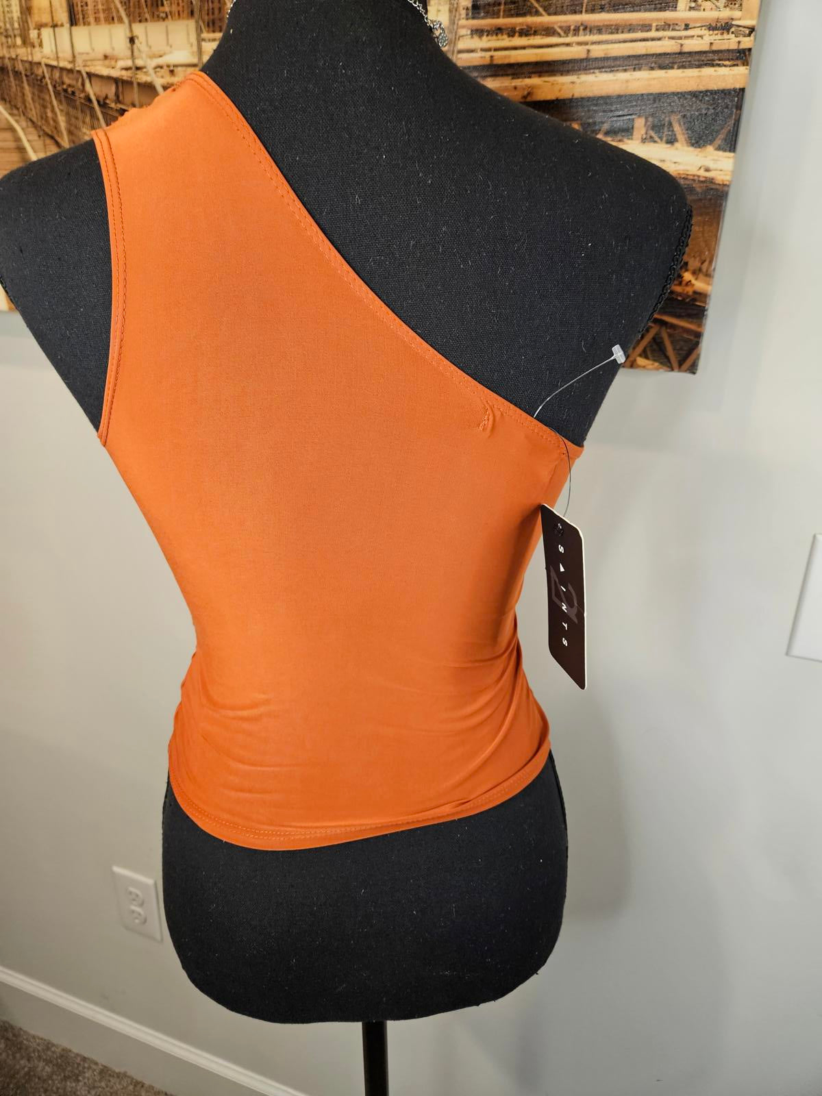 Nwt 21 Saints One-Shoulder Top - Rust Orange 867