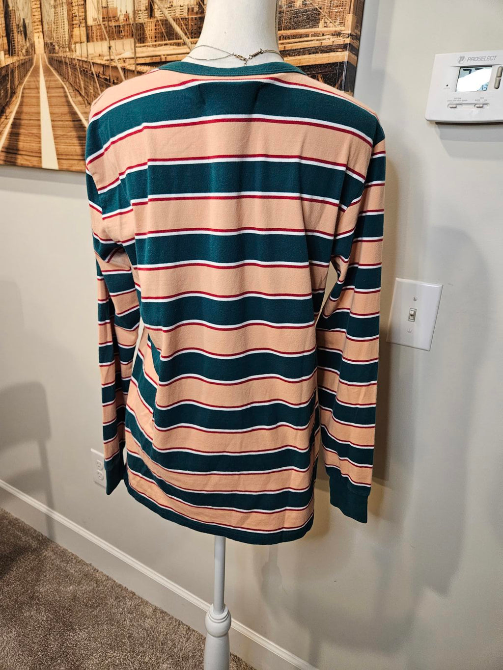 Men's Civil Regime Long Sleeve Striped Crew Neck Tee #571