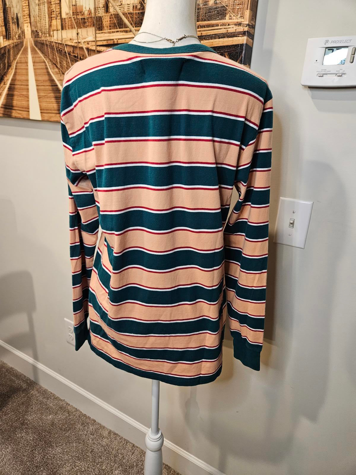 Men's Civil Regime Long Sleeve Striped Crew Neck Tee #571
