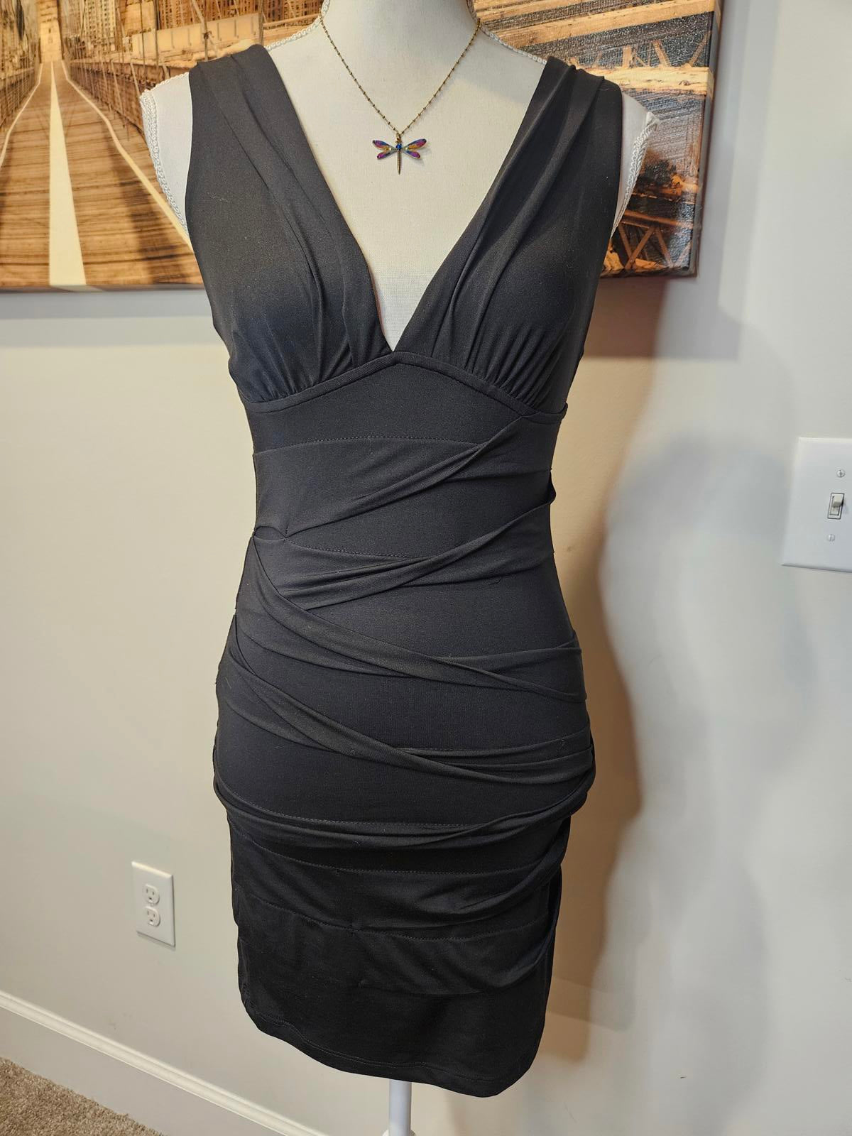 Nikibiki Black Ruched Bodycon Bandage Dress #H141