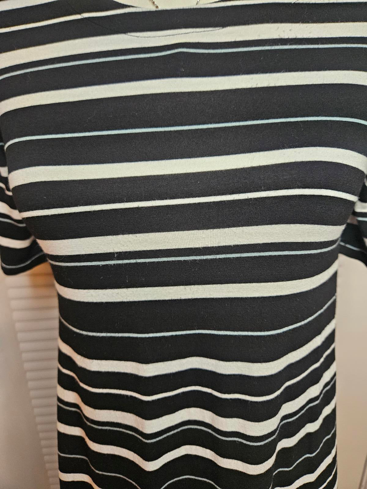 Loft Striped Dress - Black & White with Gray Pinstripe #H42