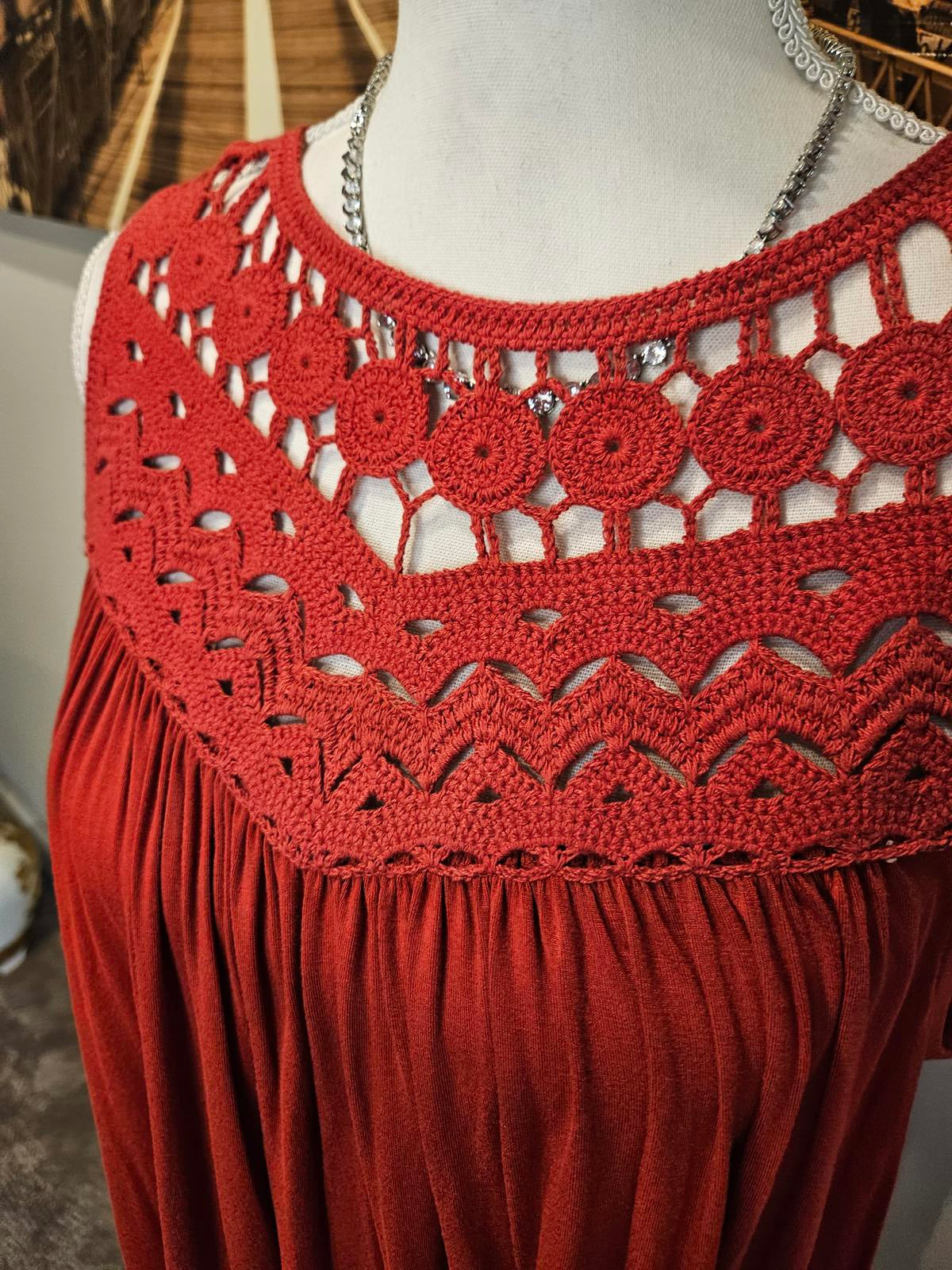 Loft Bohemian Crochet Detail Sleeveless Dress