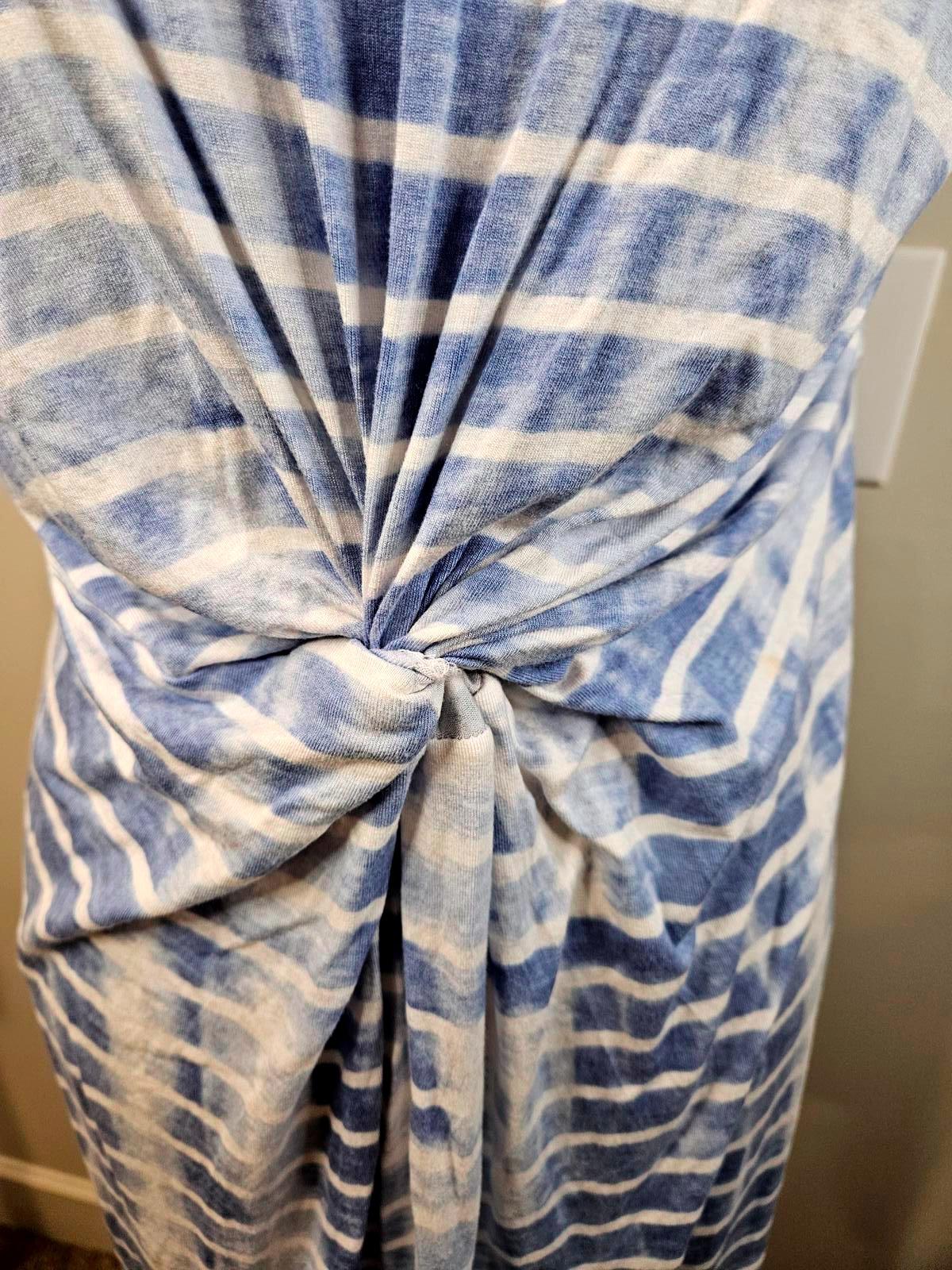 Liz Claiborne Striped Blue Twist Dress - Size Large #762