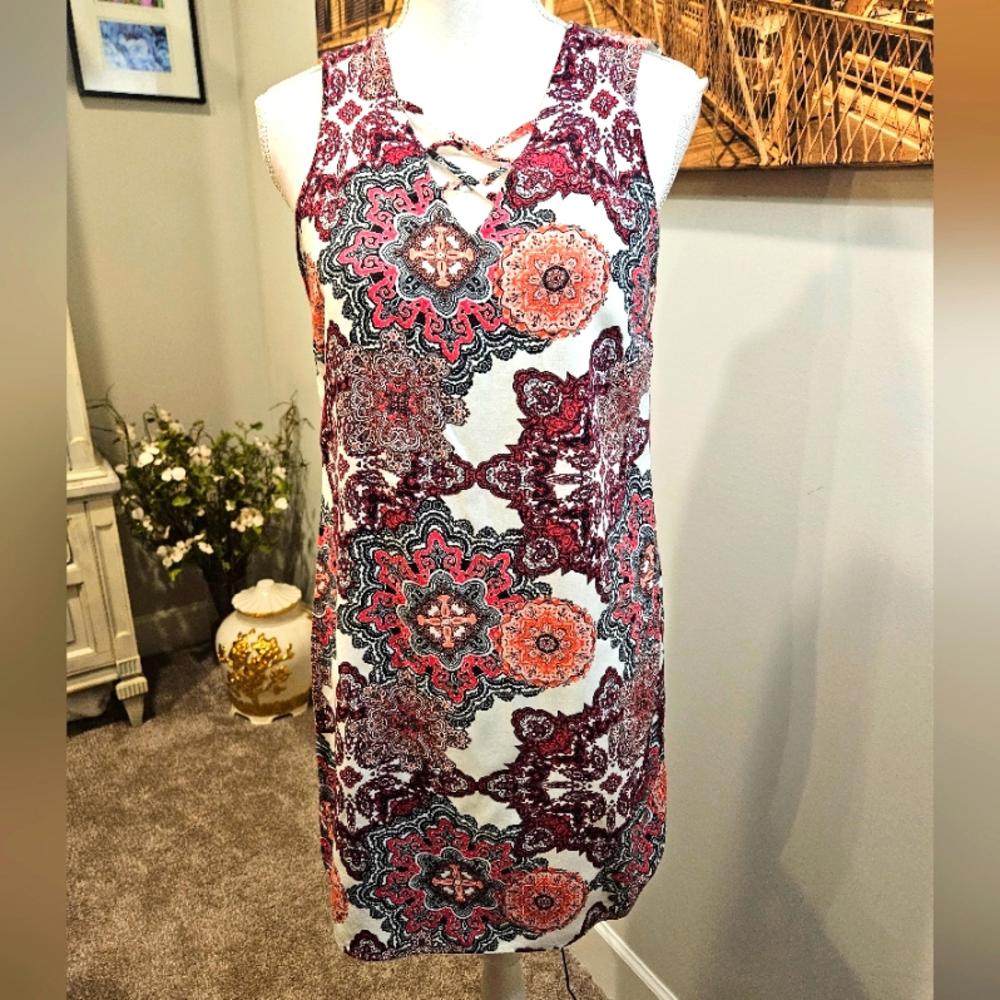 New York & Co Floral PrintDress with Crisscross Detail H92