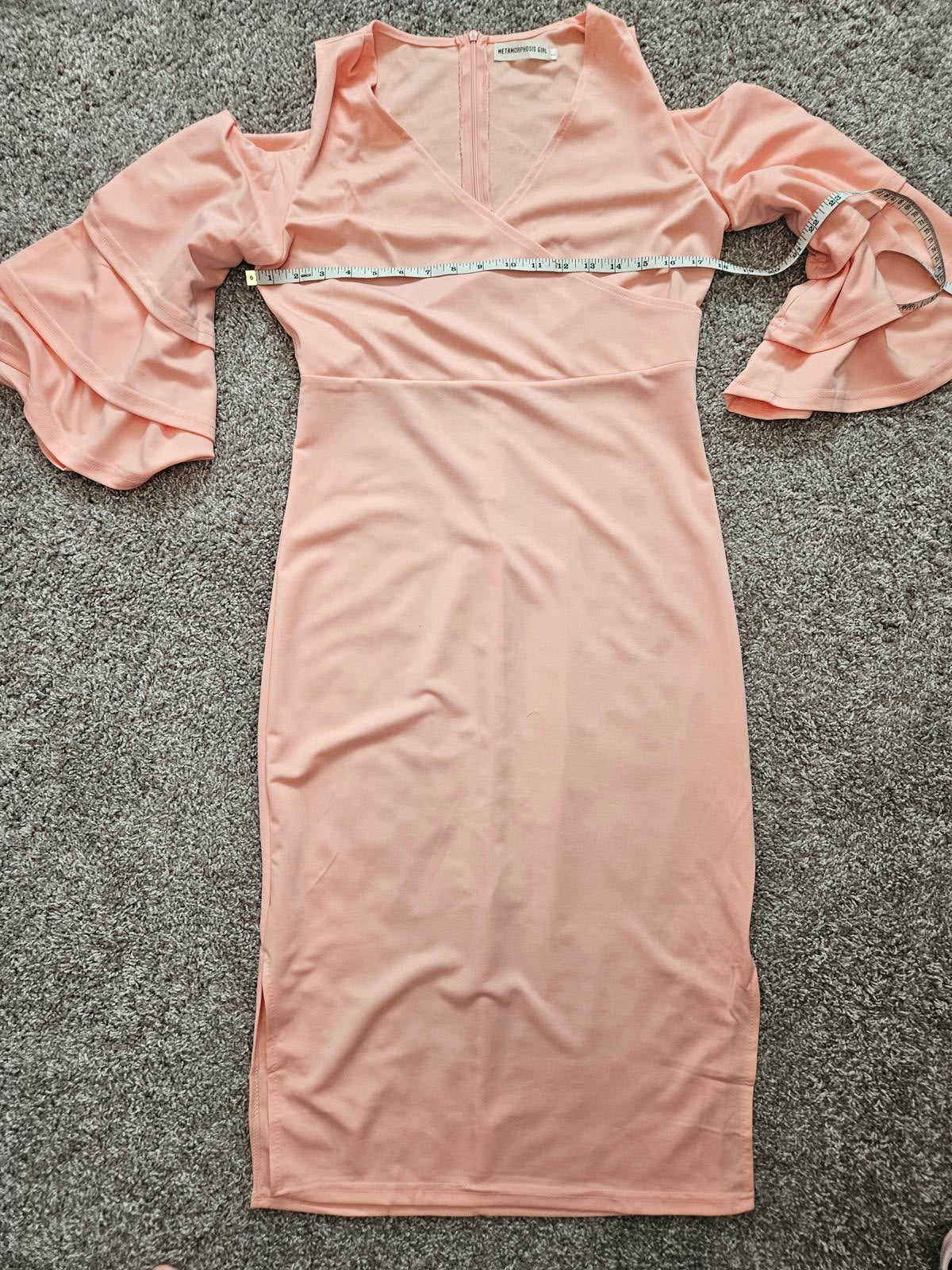 Metamorphosis Girl Wrap Dress with Flounce Sleeves H107