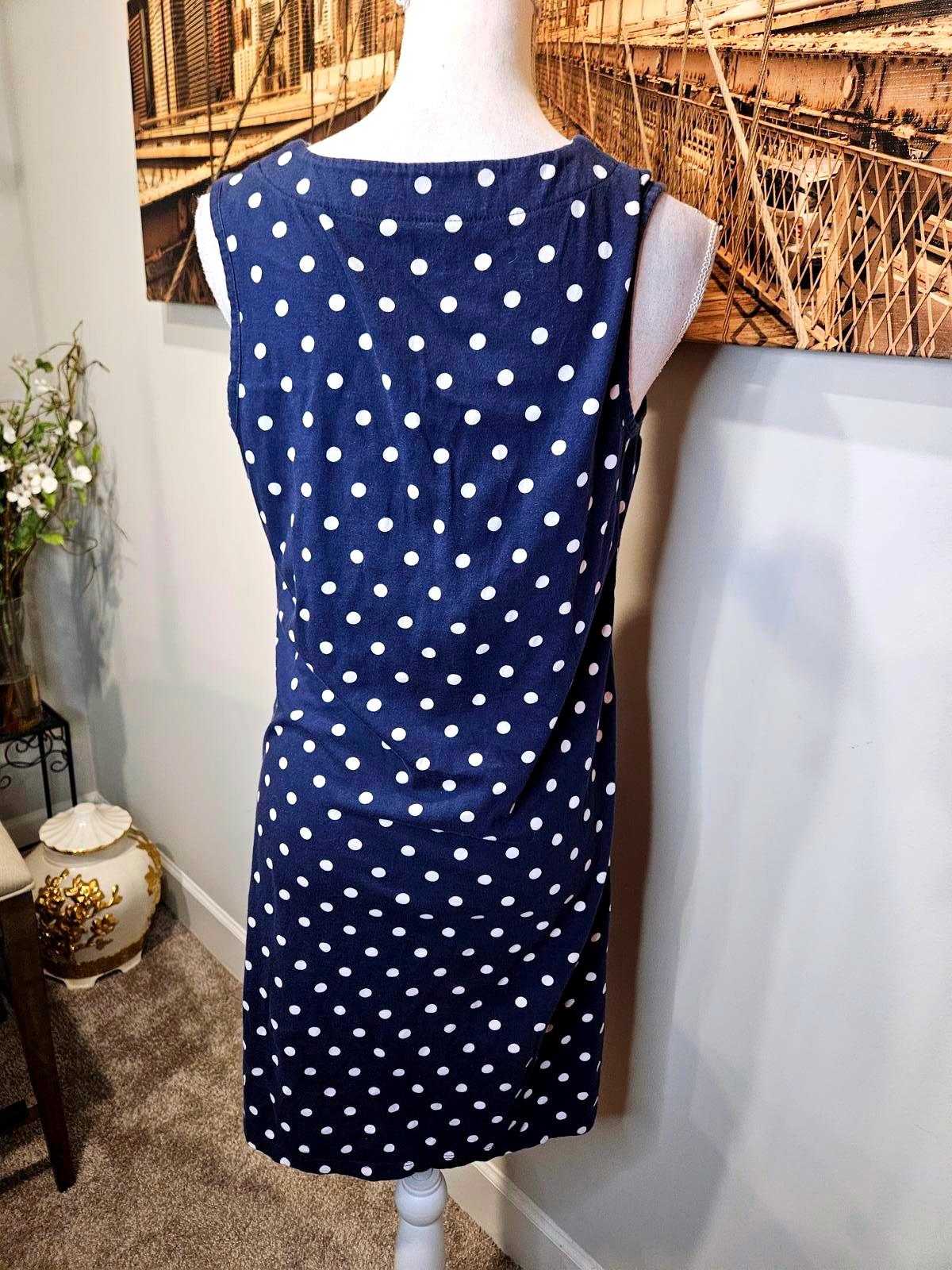 Lands' End Navy Blue Polka Dot Cotton Dress S 6/8