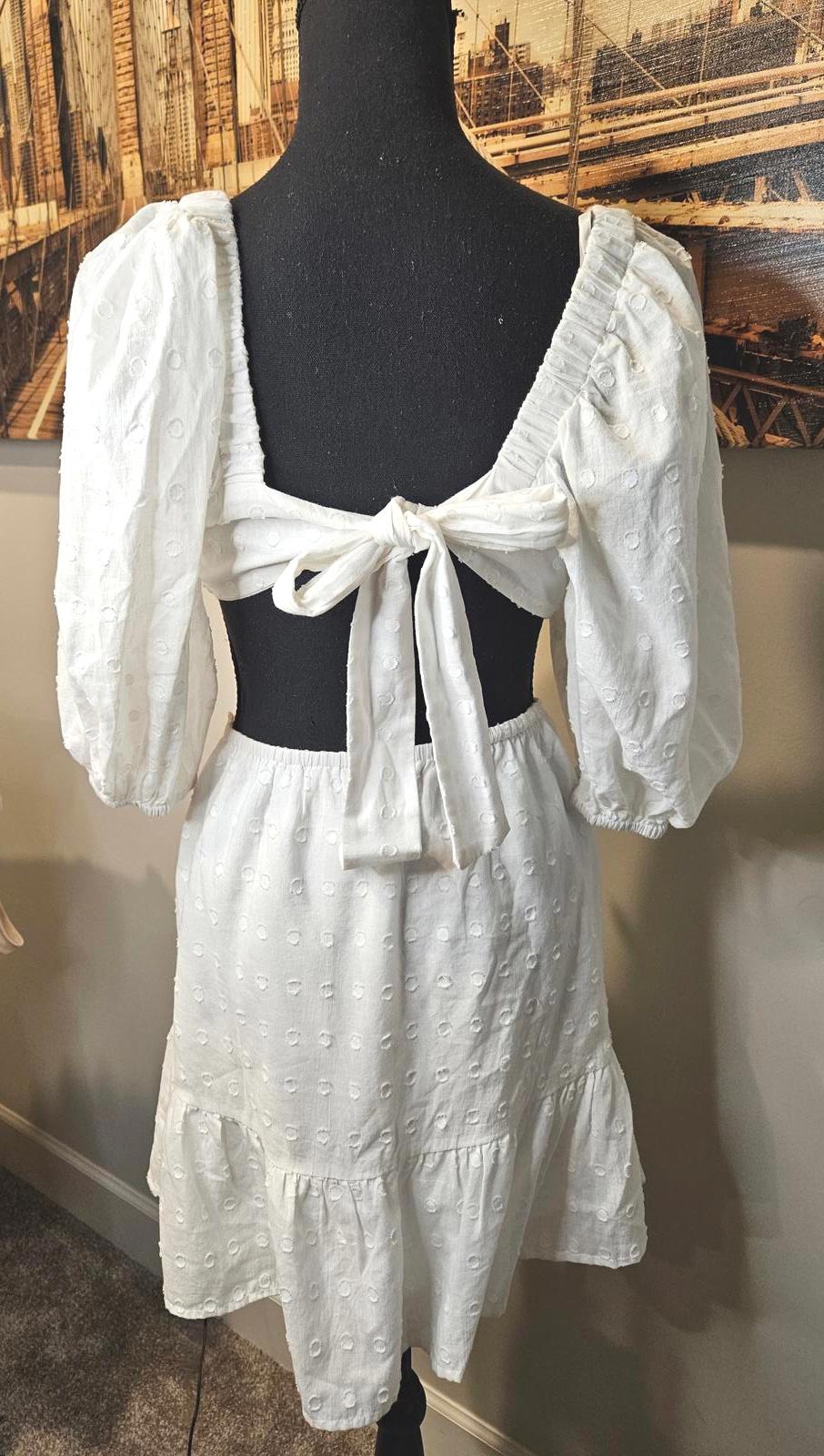 MinkPink White Puff Sleeve Dress #465