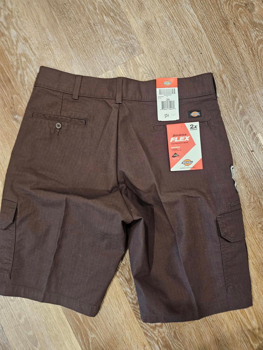 Nwt Dickies Flex Fit Brown Cargo Shorts for Men 34