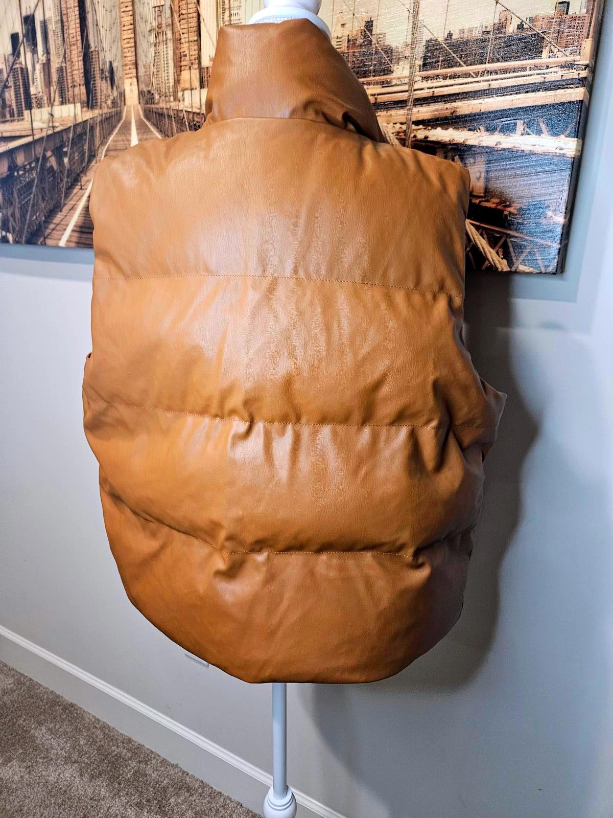 Nwt A New Day Brown Puffer  Faux Leather Vest