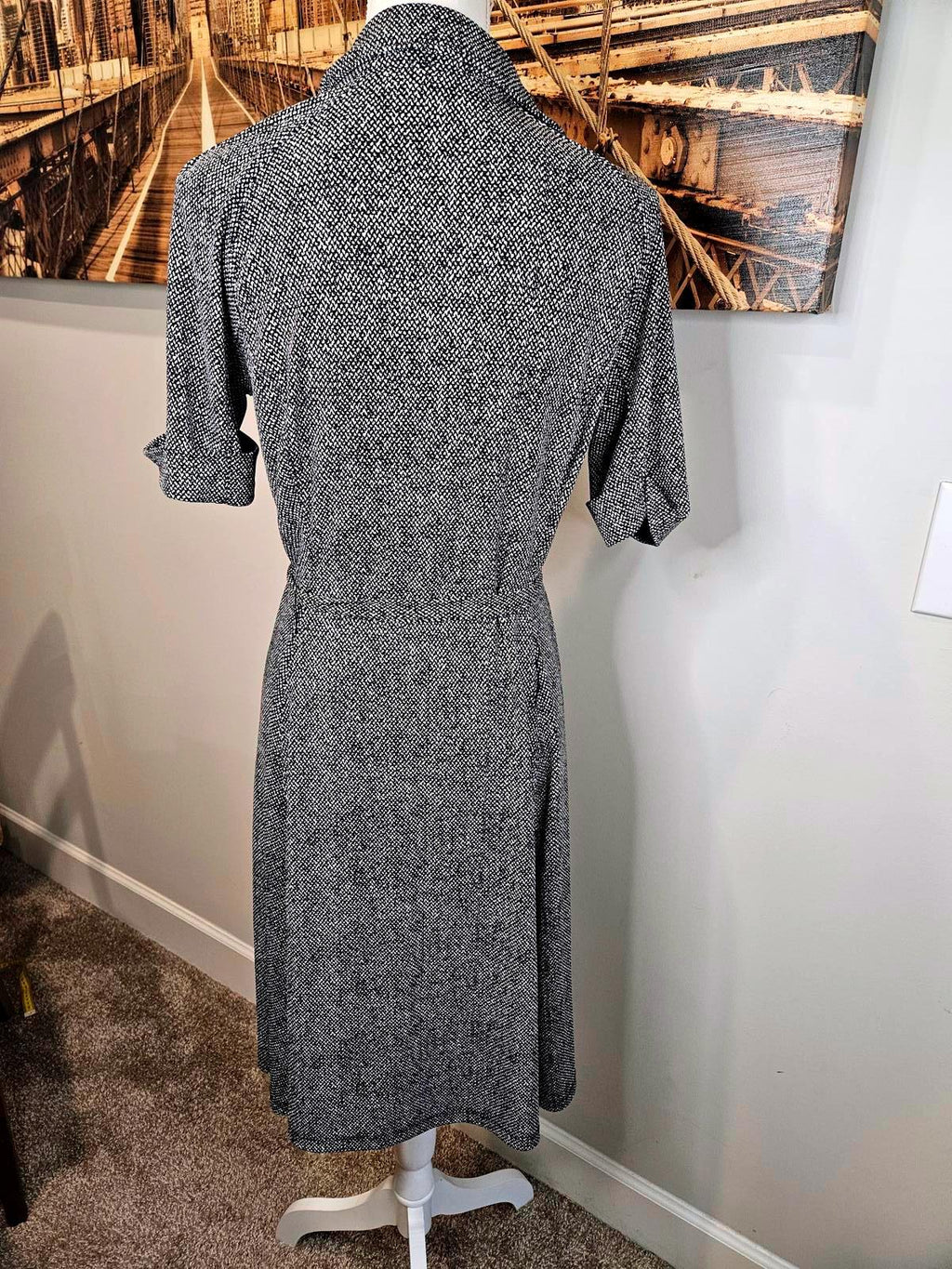 Lands' End Stylish Black & White Dress 285