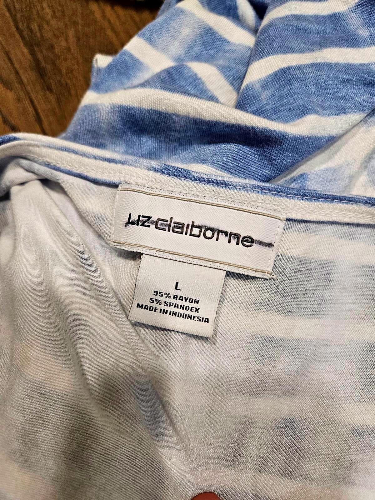 Liz Claiborne Striped Blue Twist Dress - Size Large #762