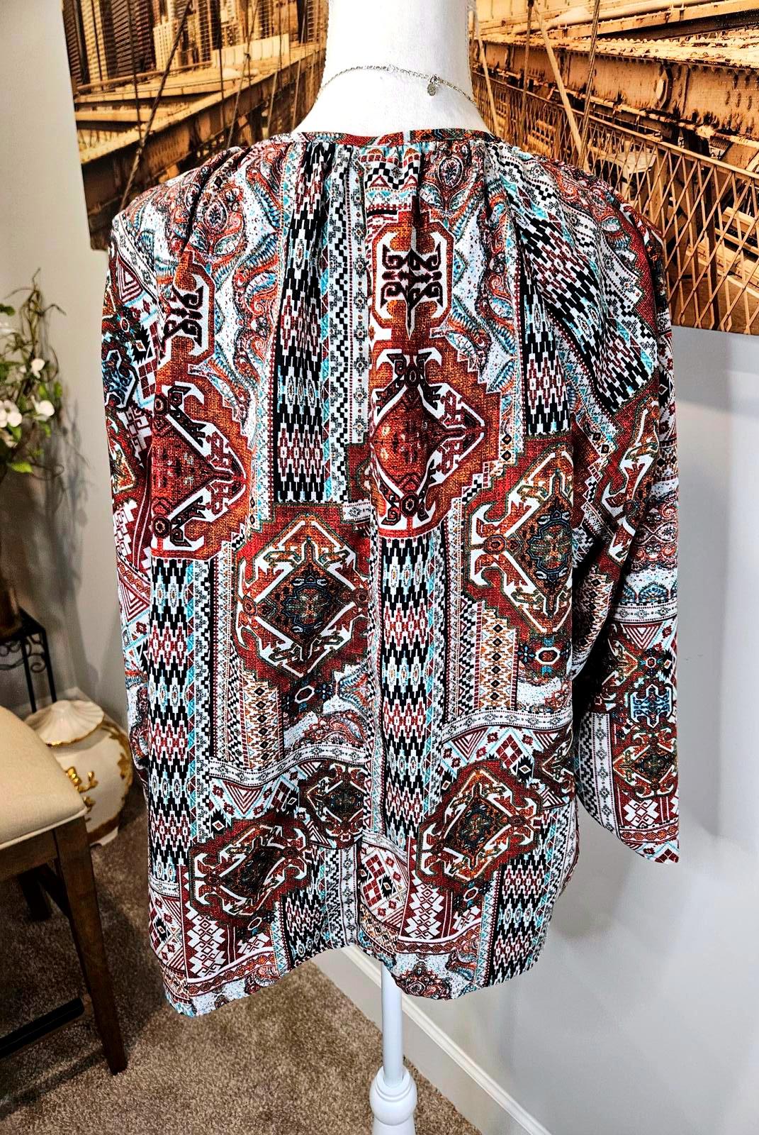 Miss Me Overized Bohemian Patterned Blouse - Vintage Style 1072