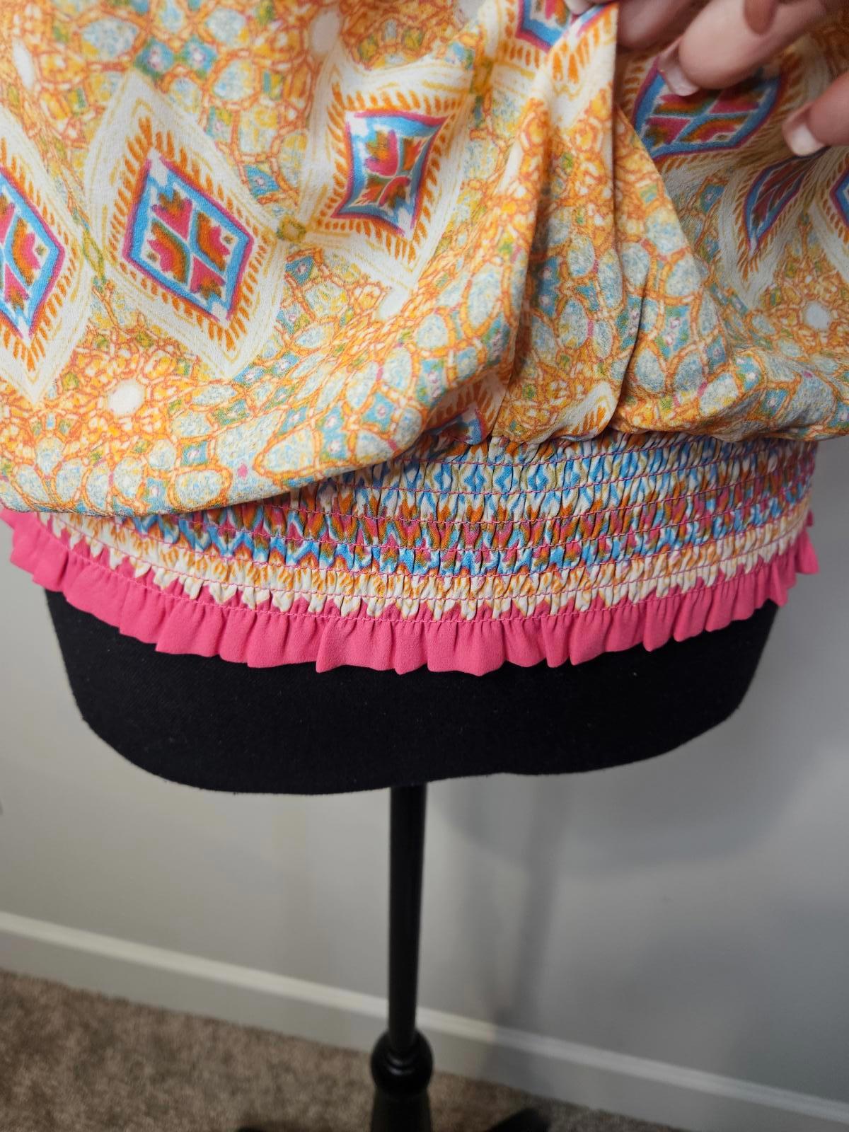 Nwot Rose + Olive Boho Style Top with Tassels #722