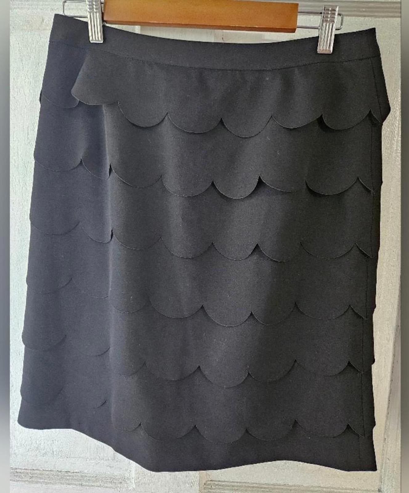New Directions Black Scallop Hem Skirt