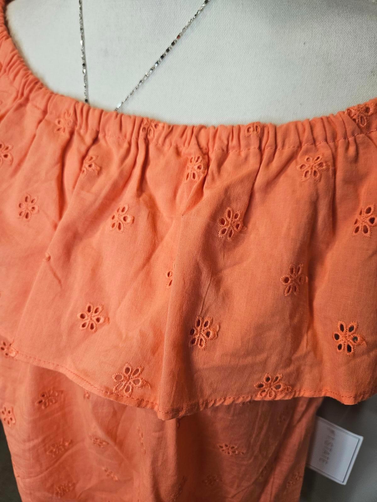 Nwt 1.State Chic Off-Shoulder Eyelet Top - Coral a17