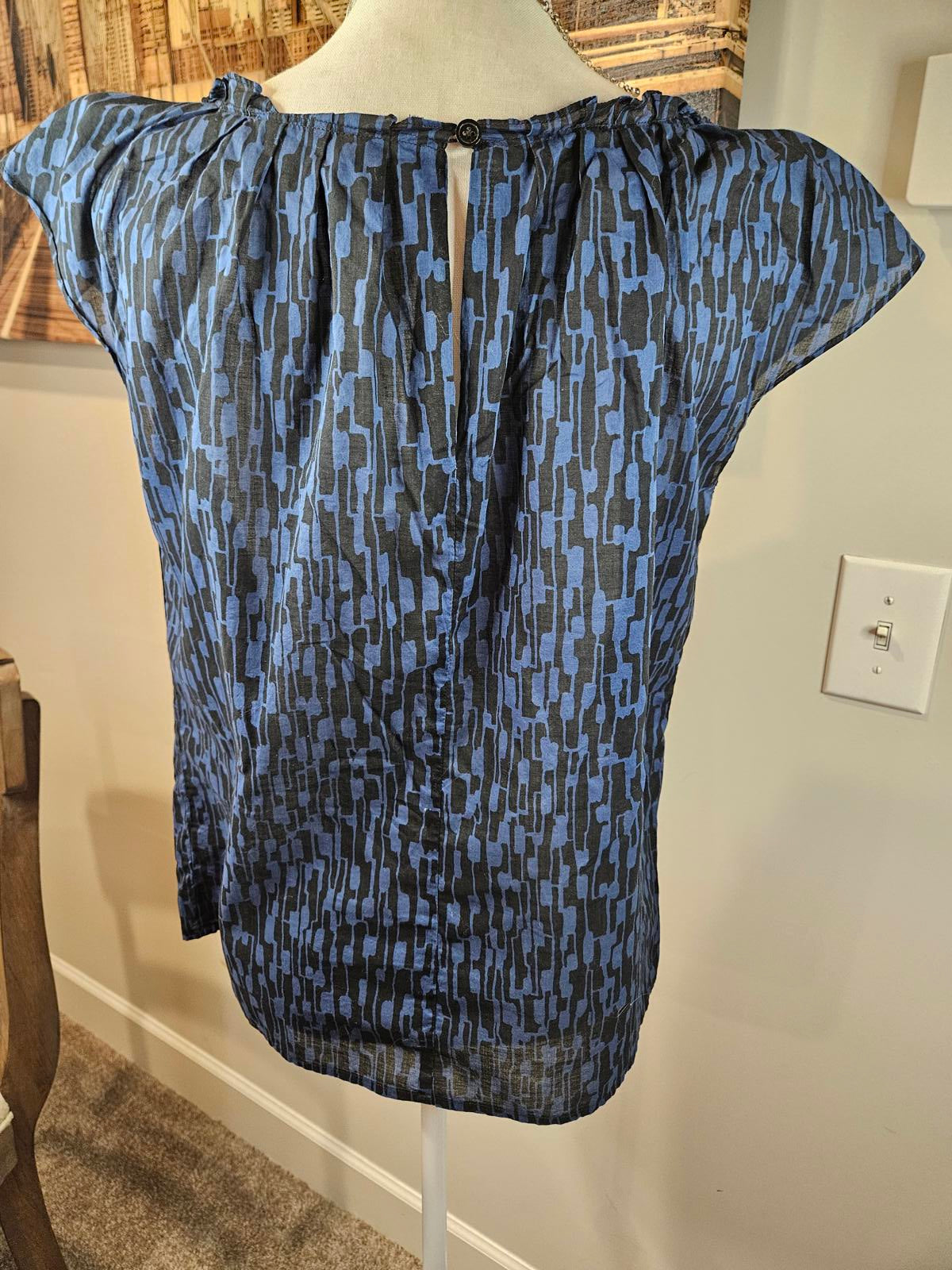 Michael Kors Lightweight Blue and Black Printed Top #604