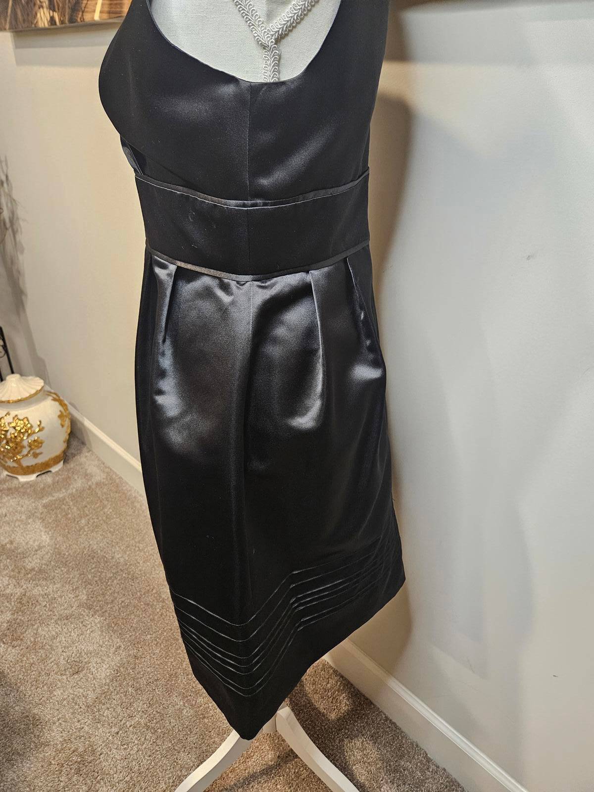 maxandcleo Elegant Black Satin Dress  #H48